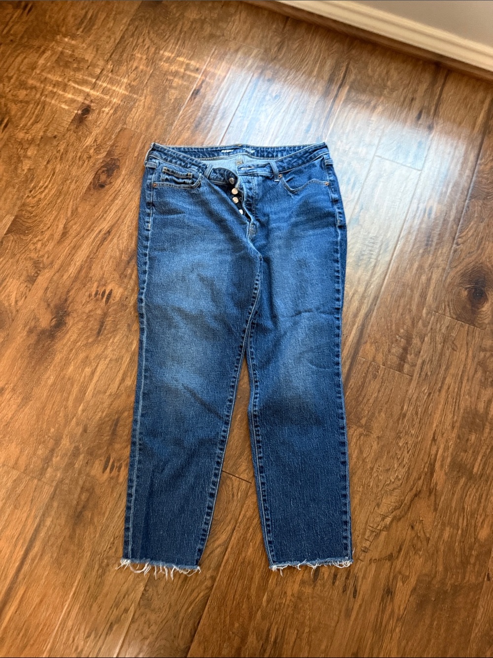 Old Navy OG High-Waist Blue Denim Jeans for Women secret slim pockets button fly